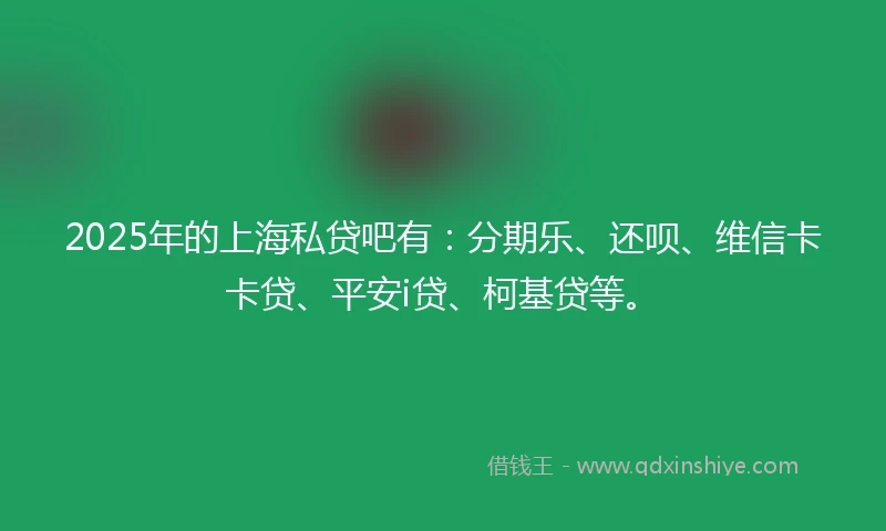 2025年的上海私贷吧有：分期乐、还呗、维信卡卡贷、平安i贷、柯基贷等。