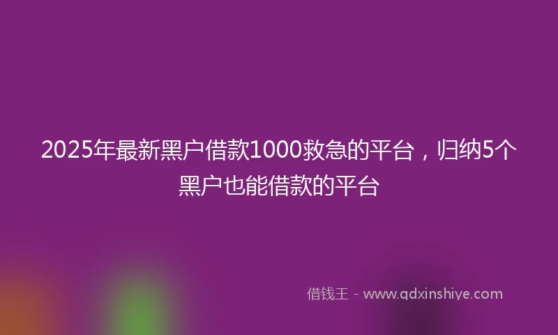 2025年最新黑户借款1000救急的平台，归纳5个黑户也能借款的平台