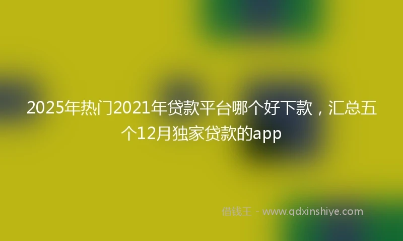 2025年热门2021年贷款平台哪个好下款，汇总五个12月独家贷款的app