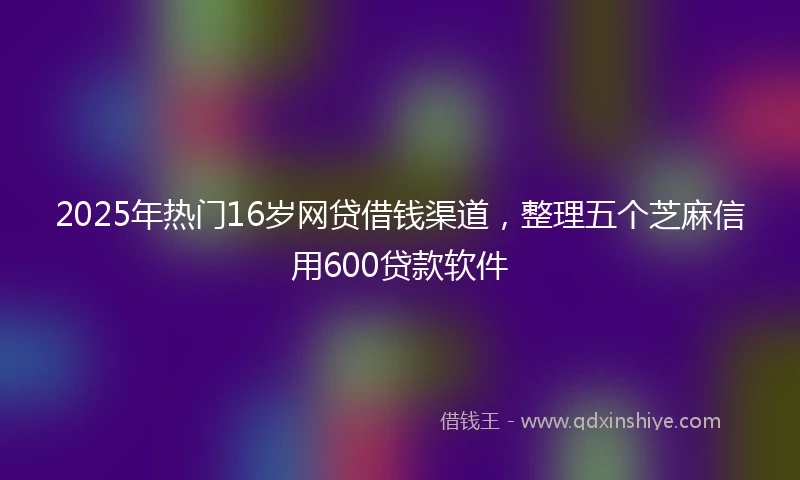 2025年热门16岁网贷借钱渠道，整理五个芝麻信用600贷款软件