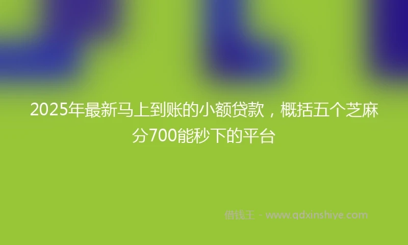 2025年最新马上到账的小额贷款，概括五个芝麻分700能秒下的平台
