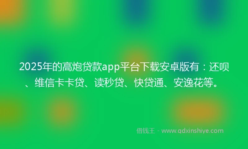 2025年的高炮贷款app平台下载安卓版有：还呗、维信卡卡贷、读秒贷、快贷通、安逸花等。