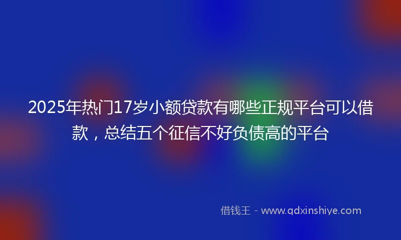 2025年热门17岁小额贷款有哪些正规平台可以借款，总结五个征信不好负债高的平台