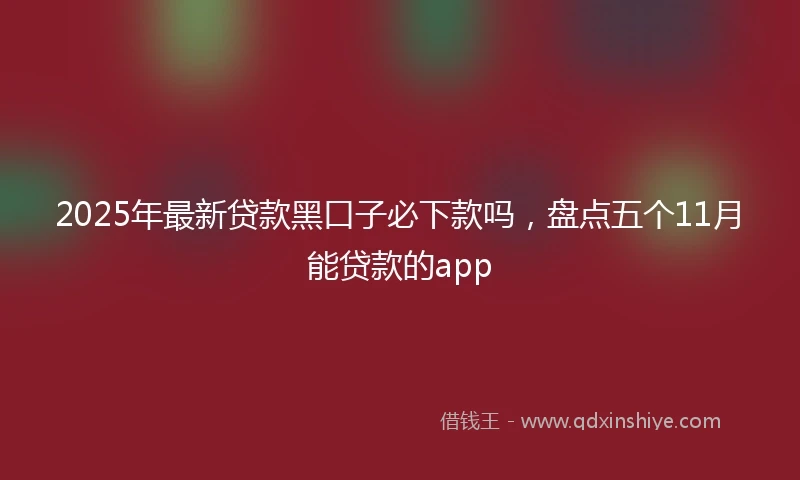 2025年最新贷款黑口子必下款吗，盘点五个11月能贷款的app