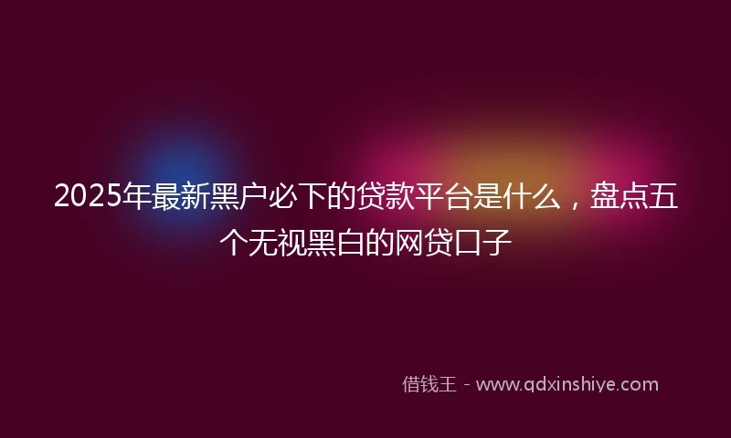 2025年最新黑户必下的贷款平台是什么，盘点五个无视黑白的网贷口子