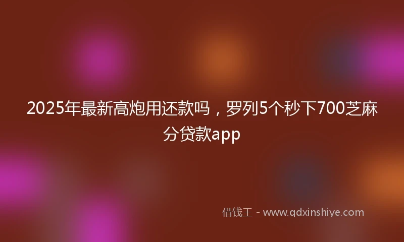 2025年最新高炮用还款吗，罗列5个秒下700芝麻分贷款app