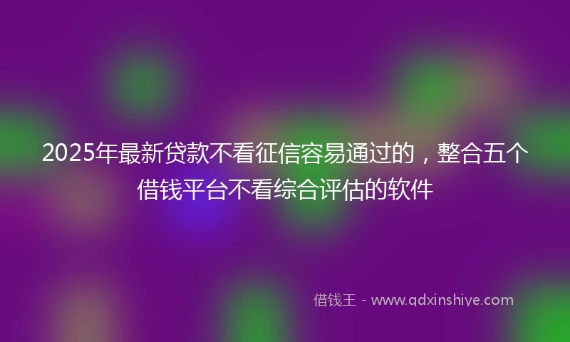 2025年最新贷款不看征信容易通过的，整合五个借钱平台不看综合评估的软件