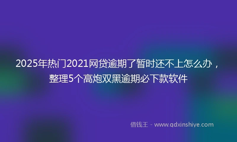2025年热门2021网贷逾期了暂时还不上怎么办，整理5个高炮双黑逾期必下款软件