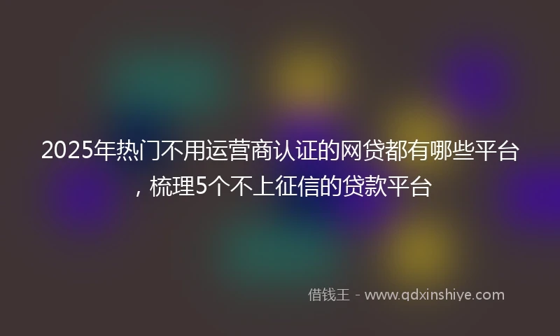 2025年热门不用运营商认证的网贷都有哪些平台，梳理5个不上征信的贷款平台