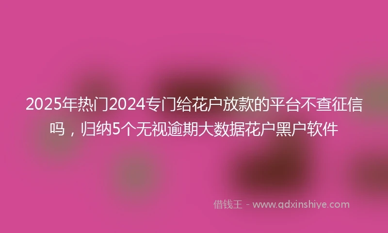 2025年热门2024专门给花户放款的平台不查征信吗，归纳5个无视逾期大数据花户黑户软件