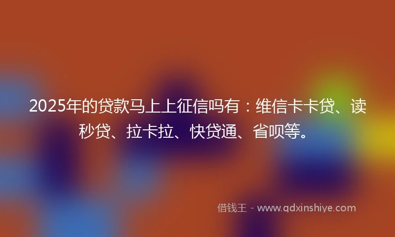 2025年的贷款马上上征信吗有：维信卡卡贷、读秒贷、拉卡拉、快贷通、省呗等。