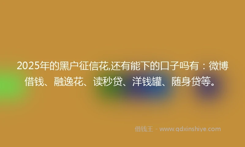 2025年的黑户征信花,还有能下的口子吗有：微博借钱、融逸花、读秒贷、洋钱罐、随身贷等。