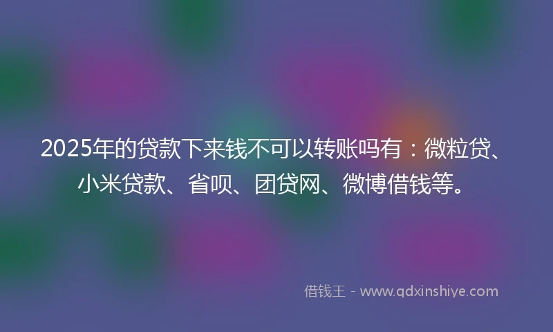 2025年的贷款下来钱不可以转账吗有：微粒贷、小米贷款、省呗、团贷网、微博借钱等。