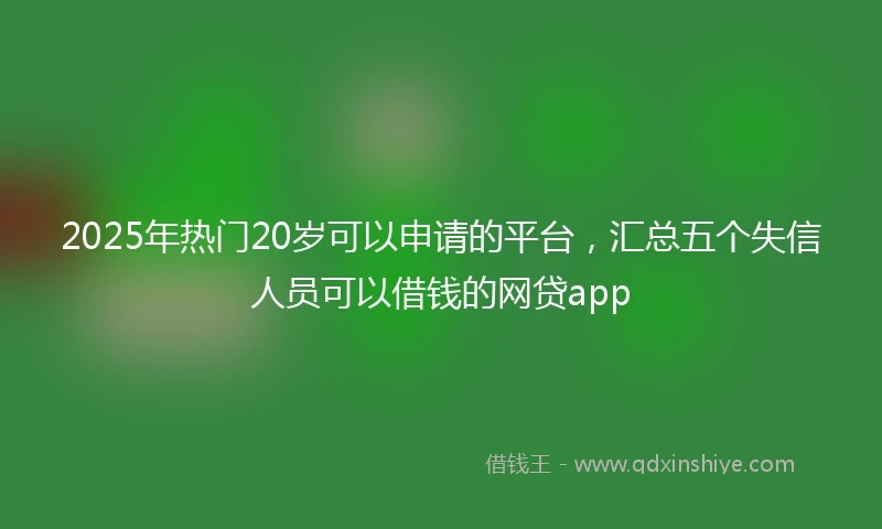 2025年热门20岁可以申请的平台，汇总五个失信人员可以借钱的网贷app