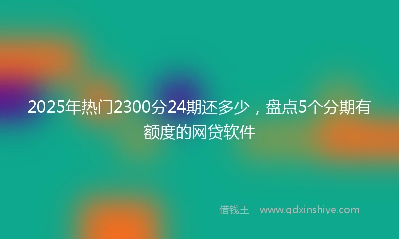2025年热门2300分24期还多少，盘点5个分期有额度的网贷软件
