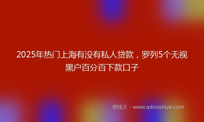 2025年热门上海有没有私人贷款，罗列5个无视黑户百分百下款口子