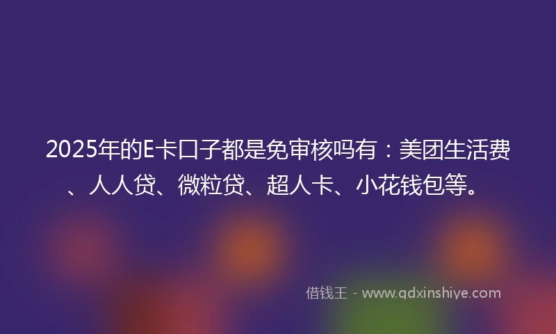 2025年的E卡口子都是免审核吗有：美团生活费、人人贷、微粒贷、超人卡、小花钱包等。