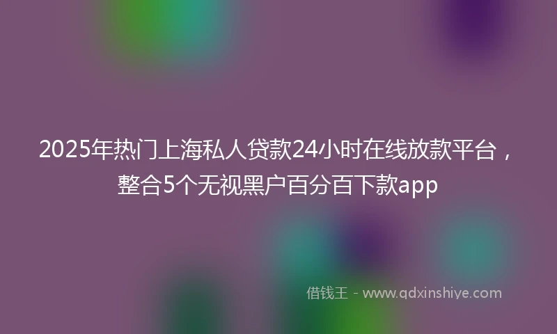 2025年热门上海私人贷款24小时在线放款平台，整合5个无视黑户百分百下款app