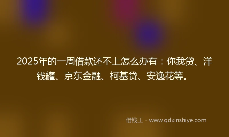 2025年的一周借款还不上怎么办有：你我贷、洋钱罐、京东金融、柯基贷、安逸花等。