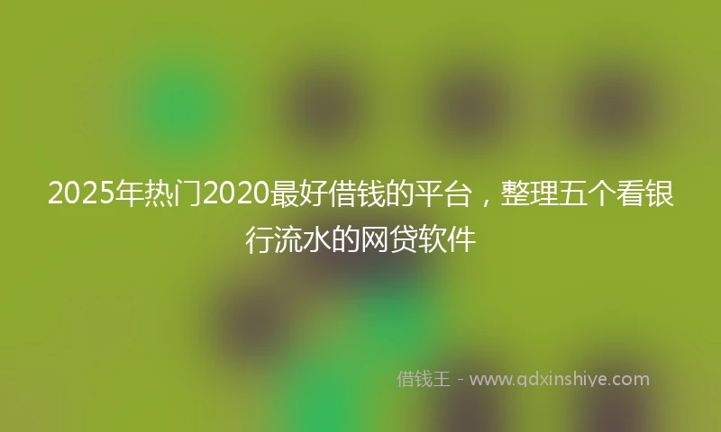 2025年热门2020最好借钱的平台，整理五个看银行流水的网贷软件