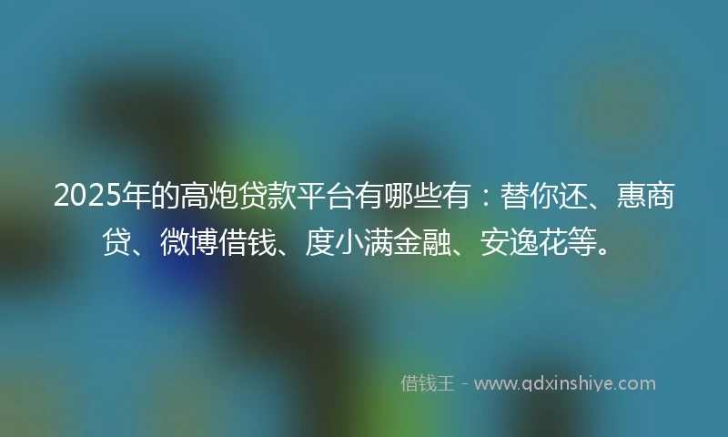 2025年的高炮贷款平台有哪些有：替你还、惠商贷、微博借钱、度小满金融、安逸花等。