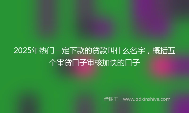 2025年热门一定下款的贷款叫什么名字，概括五个审贷口子审核加快的口子