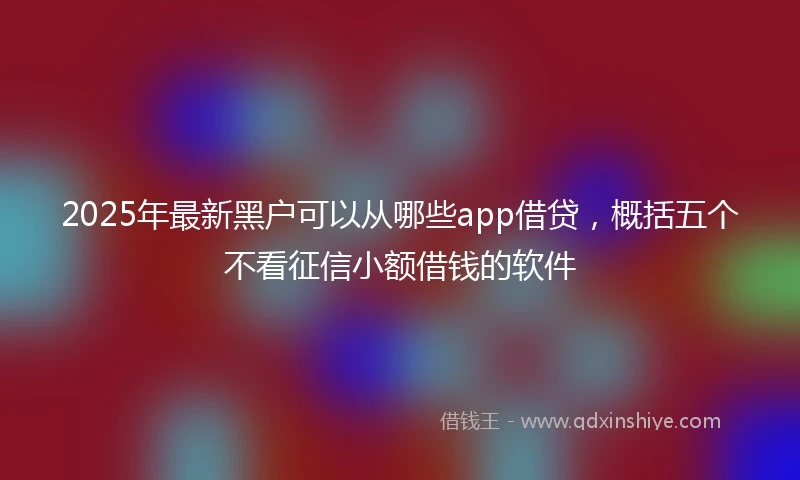 2025年最新黑户可以从哪些app借贷，概括五个不看征信小额借钱的软件