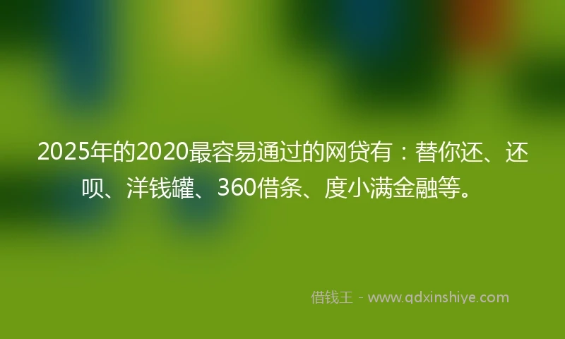 2025年的2020最容易通过的网贷有：替你还、还呗、洋钱罐、360借条、度小满金融等。