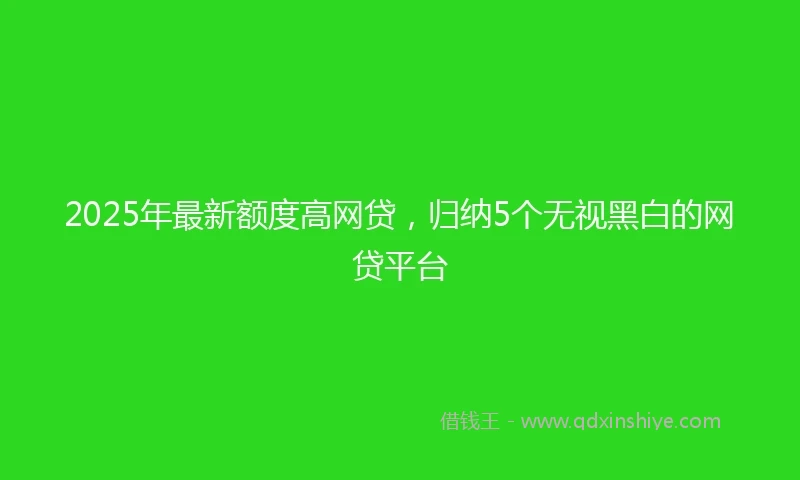 2025年最新额度高网贷，归纳5个无视黑白的网贷平台