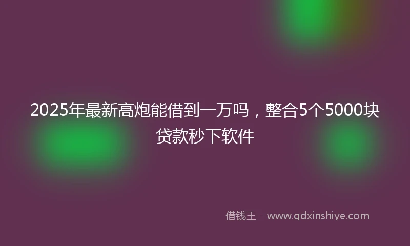 2025年最新高炮能借到一万吗，整合5个5000块贷款秒下软件
