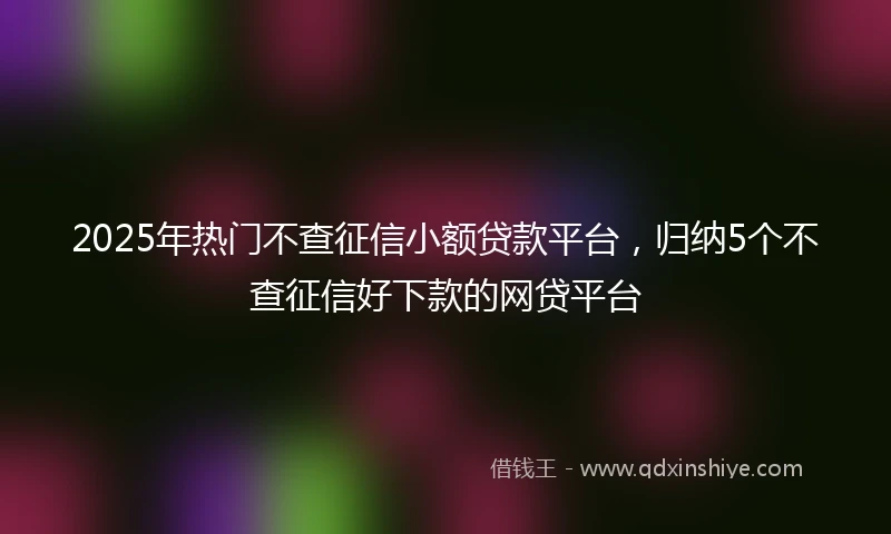 2025年热门不查征信小额贷款平台，归纳5个不查征信好下款的网贷平台