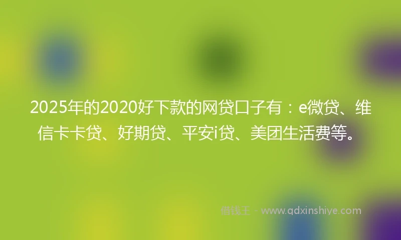 2025年的2020好下款的网贷口子有：e微贷、维信卡卡贷、好期贷、平安i贷、美团生活费等。