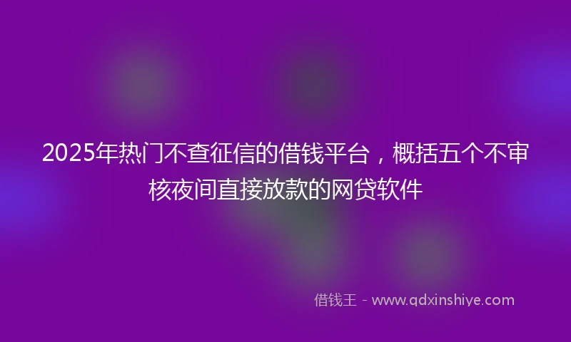 2025年热门不查征信的借钱平台，概括五个不审核夜间直接放款的网贷软件