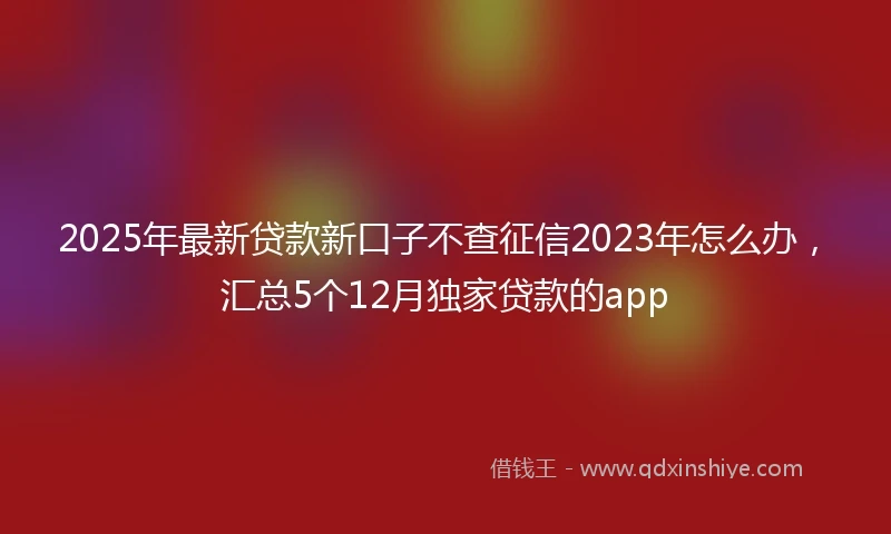 2025年最新贷款新口子不查征信2023年怎么办，汇总5个12月独家贷款的app
