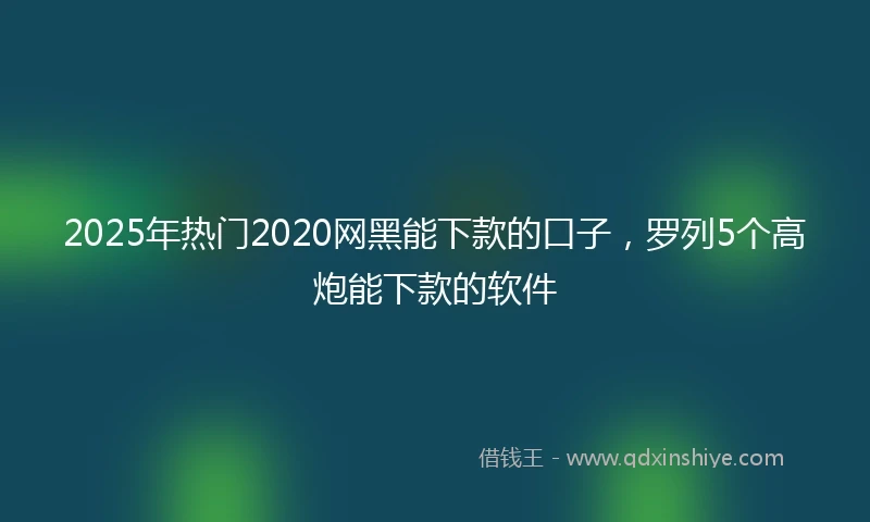 2025年热门2020网黑能下款的口子，罗列5个高炮能下款的软件