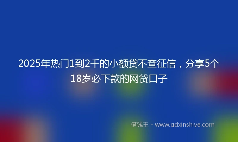 2025年热门1到2千的小额贷不查征信，分享5个18岁必下款的网贷口子
