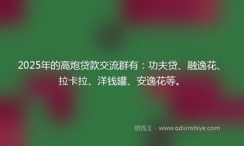 2025年的高炮贷款交流群有：功夫贷、融逸花、拉卡拉、洋钱罐、安逸花等。