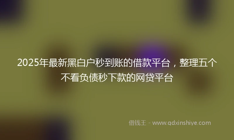 2025年最新黑白户秒到账的借款平台，整理五个不看负债秒下款的网贷平台