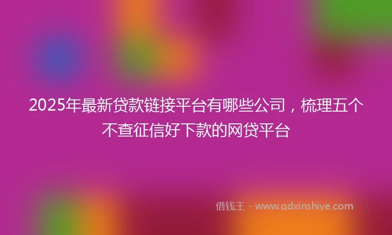 2025年最新贷款链接平台有哪些公司，梳理五个不查征信好下款的网贷平台
