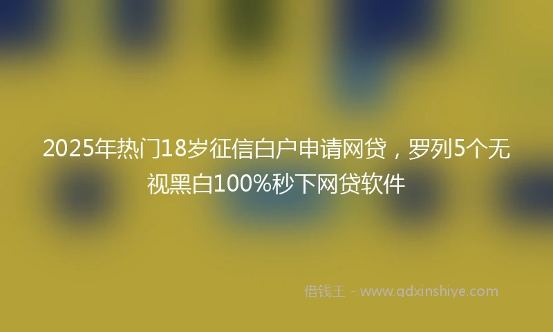 2025年热门18岁征信白户申请网贷，罗列5个无视黑白100%秒下网贷软件