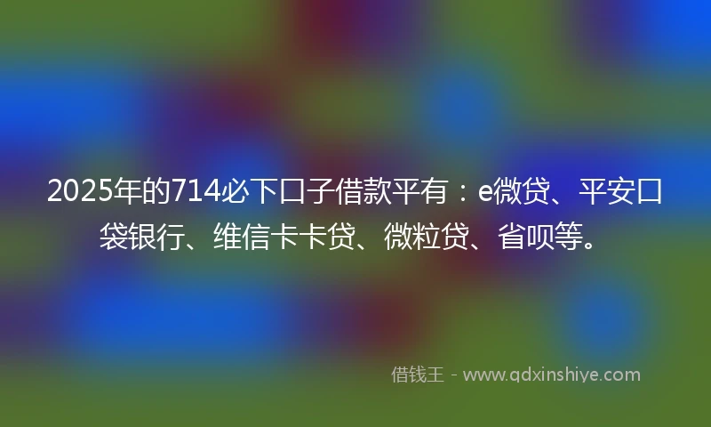 2025年的714必下口子借款平有：e微贷、平安口袋银行、维信卡卡贷、微粒贷、省呗等。
