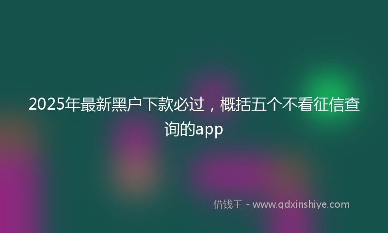 2025年最新黑户下款必过，概括五个不看征信查询的app