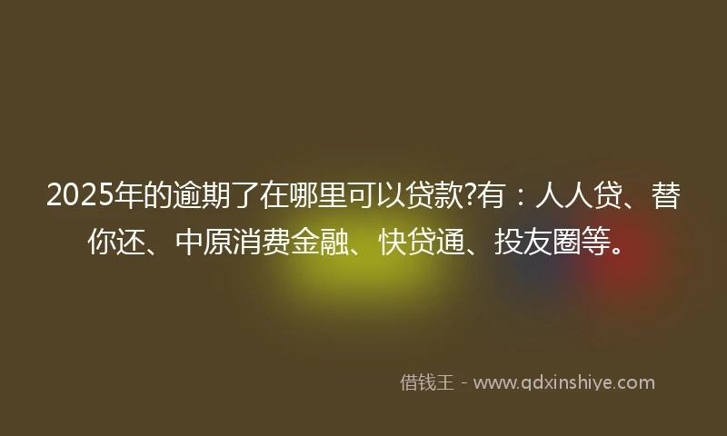 2025年的逾期了在哪里可以贷款?有：人人贷、替你还、中原消费金融、快贷通、投友圈等。
