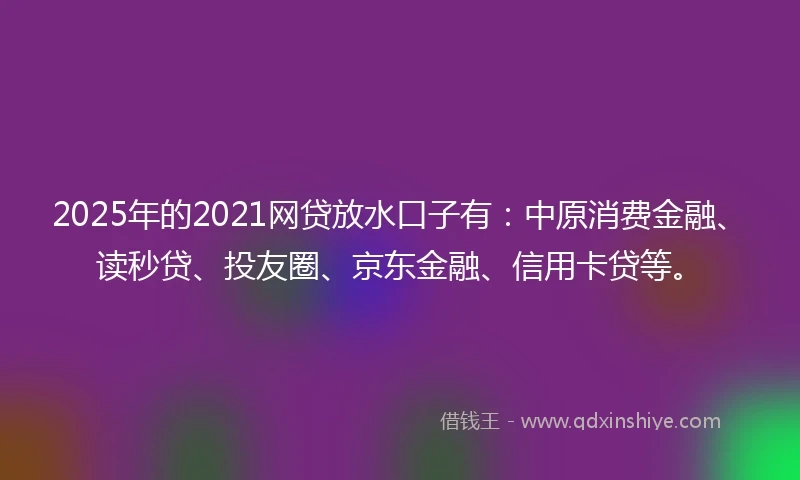 2025年的2021网贷放水口子有：中原消费金融、读秒贷、投友圈、京东金融、信用卡贷等。