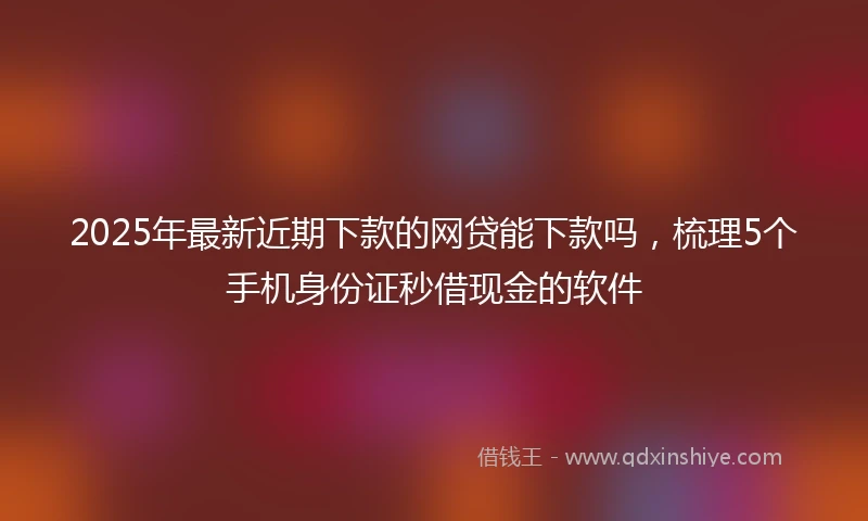 2025年最新近期下款的网贷能下款吗，梳理5个手机身份证秒借现金的软件