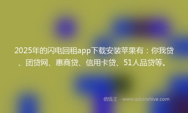 2025年的闪电回租app下载安装苹果有：你我贷、团贷网、惠商贷、信用卡贷、51人品贷等。
