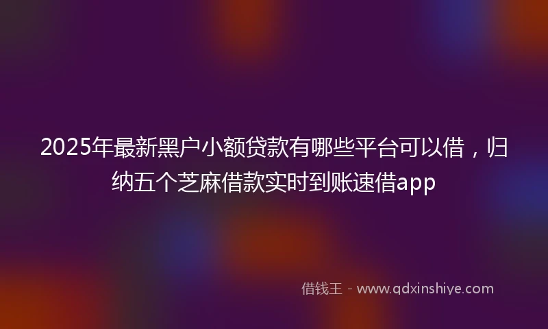 2025年最新黑户小额贷款有哪些平台可以借，归纳五个芝麻借款实时到账速借app