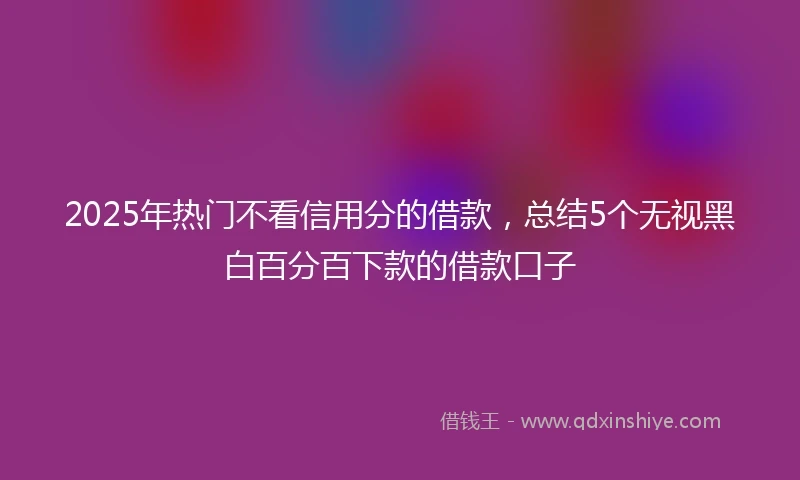 2025年热门不看信用分的借款，总结5个无视黑白百分百下款的借款口子