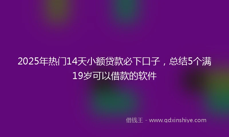 2025年热门14天小额贷款必下口子，总结5个满19岁可以借款的软件