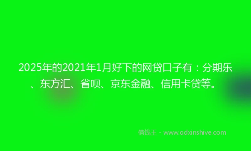 2025年的2021年1月好下的网贷口子有：分期乐、东方汇、省呗、京东金融、信用卡贷等。